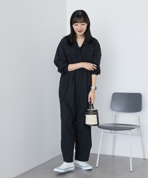 【超美品】ichi_ コットンヘリンボーンジャンプスーツ・つなぎ NAVE（ネイヴ）の「コットンポリブロード ジャンプスーツ