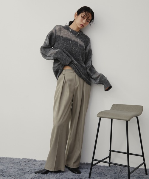 Aunt Marie's(アントマリーズ)の「ブークレシアー切り替えルーズニット(ニット/セーター・レディース・ナチュラル/チャコールグレー/ブラウン・FREE)」の14枚目の写真