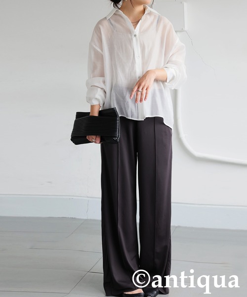 antiqua(アンティカ)の「ピンタックワイドパンツ(その他パンツ・レディース・アッシュグレー/グリーン/ブラック/モスグリーン系/ネイビー・MEDIUM/LARGE)」の11枚目の写真