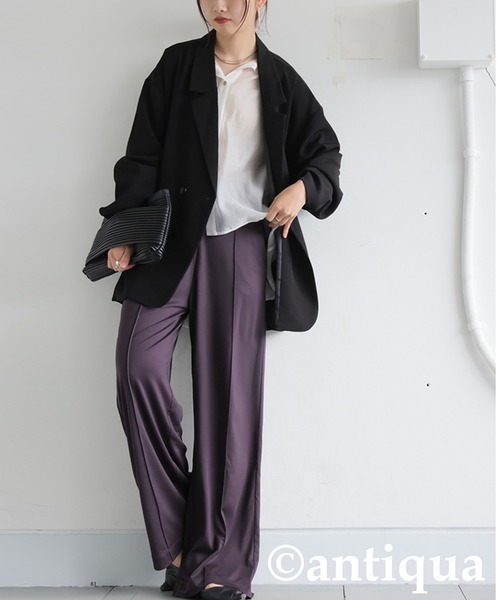 antiqua(アンティカ)の「ピンタックワイドパンツ(その他パンツ・レディース・アッシュグレー/グリーン/ブラック/モスグリーン系/ネイビー・MEDIUM/LARGE)」の13枚目の写真