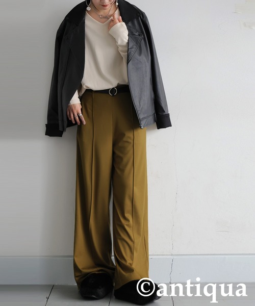 antiqua(アンティカ)の「ピンタックワイドパンツ(その他パンツ・レディース・アッシュグレー/グリーン/ブラック/モスグリーン系/ネイビー・MEDIUM/LARGE)」の21枚目の写真