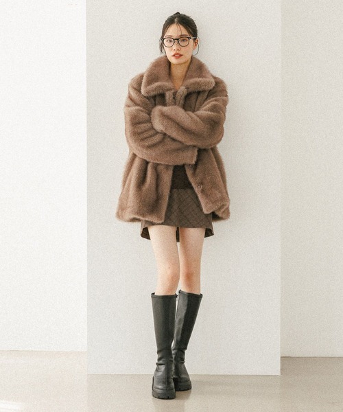 Heather（ヘザー）の「MIXファーミドルジャケット　604695（その他アウター・レディース・オフホワイト/ブラウン/ベージュ・FREE）」の19枚目の写真