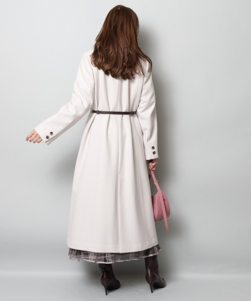 JUSGLITTY ロングコート ウエストベルト付き ジャスグリッティー JUSGLITTY ポイントベルト付ロングコート （紺