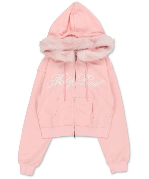 冬ガーリーの最強モテトップス☆ふわふわファーフードロゴジップ