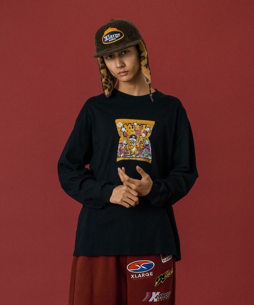 XLARGE(エクストララージ)の「SNACK L/S TEE(Tシャツ/カットソー・メンズ・ホワイト/ブラウン/ブラック・S/M/L/XL)」の1枚目の写真