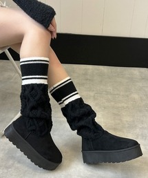 厚底 リブニットソックス ムートンブーツ