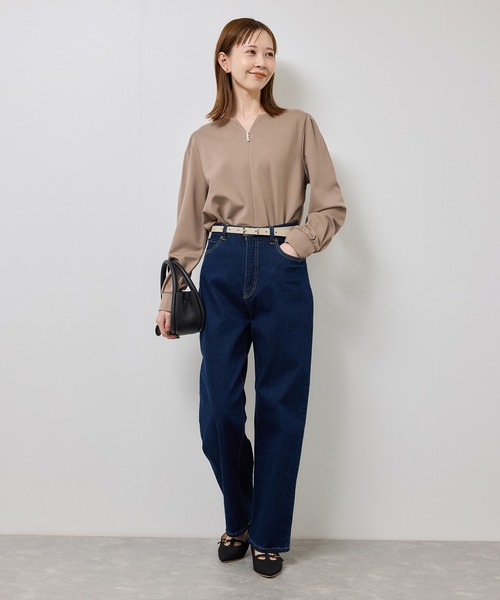 ROPE' PICNIC（ロペピクニック）の「パール付きポンチプルオーバー/セットアップ対応（Tシャツ/カットソー・レディース・ブラウン/オフホワイト/ブラック・S/M）」の18枚目の写真