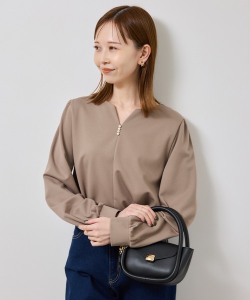 ROPE' PICNIC（ロペピクニック）の「パール付きポンチプルオーバー/セットアップ対応（Tシャツ/カットソー・レディース・ブラウン/オフホワイト/ブラック・S/M）」の20枚目の写真