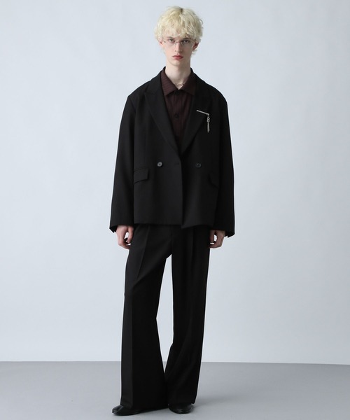 SET UP対応】ポリエステルイージーギャバダブルジャケット(HARE