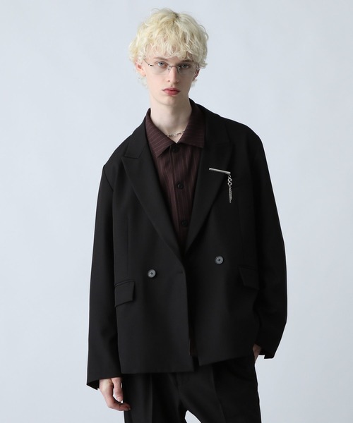 SET UP対応】ポリエステルイージーギャバダブルジャケット(HARE