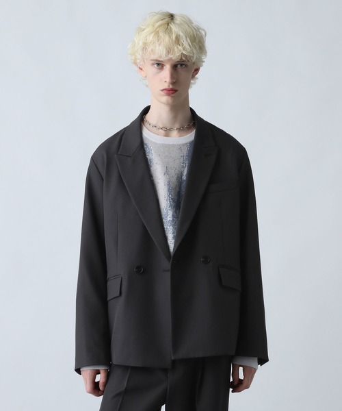 HARE（ハレ）の「【SET UP対応】ポリエステルイージーギャバダブルジャケット(HARE)（テーラードジャケット・メンズ・グレー/ブラック/グリーン/ベージュ・SMALL/MEDIUM）」の9枚目の写真