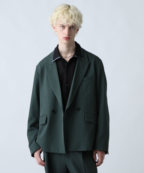 SET UP対応】ポリエステルイージーギャバダブルジャケット(HARE