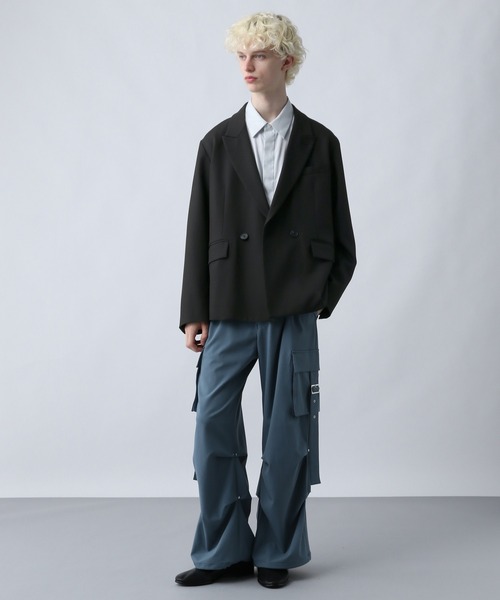 SET UP対応】ポリエステルイージーギャバダブルジャケット(HARE