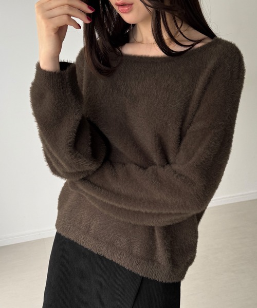 junoah(ジュノア)の「バックベロアリボンシャギーニットトップス(ニット/セーター・レディース・チャコール/ブラウン/アイボリー・MEDIUM/LARGE)」の11枚目の写真