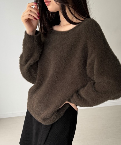 junoah(ジュノア)の「バックベロアリボンシャギーニットトップス(ニット/セーター・レディース・チャコール/ブラウン/アイボリー・MEDIUM/LARGE)」の13枚目の写真