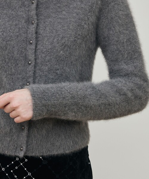 定価37400円 デプレ フォックスカシミアクルーネックカーディガン