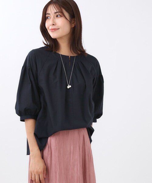 Reflect(リフレクト)の「【E‐QUALITY/体型カバー/ゆったり着られる◎】ストライプ×パフスリーブのブラウス(シャツ/ブラウス・レディース・ネイビー/チャコール/オレンジ系その他4・09/11)」の4枚目の写真