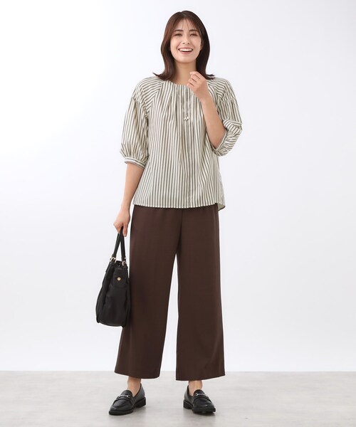 Reflect(リフレクト)の「【E‐QUALITY/体型カバー/ゆったり着られる◎】ストライプ×パフスリーブのブラウス(シャツ/ブラウス・レディース・ネイビー/チャコール/オレンジ系その他4・09/11)」の10枚目の写真