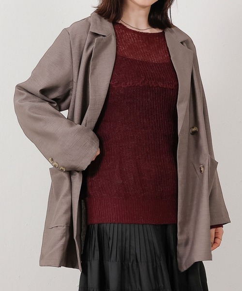 emesuelee(エメスーリー)の「バッグリボンダブルジャケット(テーラードジャケット・レディース・ブラック/グレー系その他/モカ・M)」の11枚目の写真