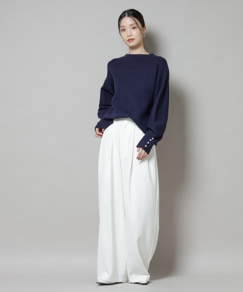 NANO universe（ナノユニバース）の「ミラノリブパールニットプルオーバー（ニット/セーター・レディース・グレー/オフホワイト/ネイビー・FREE）」の10枚目の写真