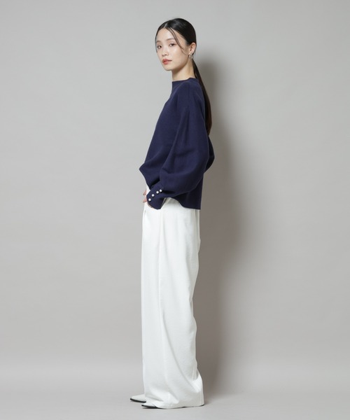 NANO universe（ナノユニバース）の「ミラノリブパールニットプルオーバー（ニット/セーター・レディース・グレー/オフホワイト/ネイビー・FREE）」の11枚目の写真