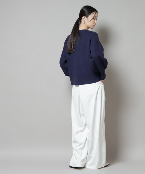 NANO universe（ナノユニバース）の「ミラノリブパールニットプルオーバー（ニット/セーター・レディース・グレー/オフホワイト/ネイビー・FREE）」の12枚目の写真