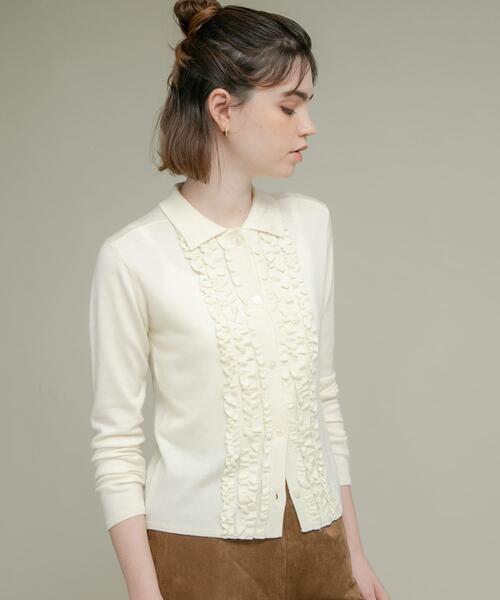 シルク混フリルニットシャツ（ニット/セーター）｜URBAN RESEARCH