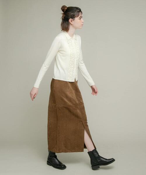 URBAN RESEARCH Sonny Label（アーバンリサーチサニーレーベル）の「シルク混フリルニットシャツ（ニット/セーター・レディース・チャコールグレー/オフホワイト/ブラウン・FREE）」の15枚目の写真