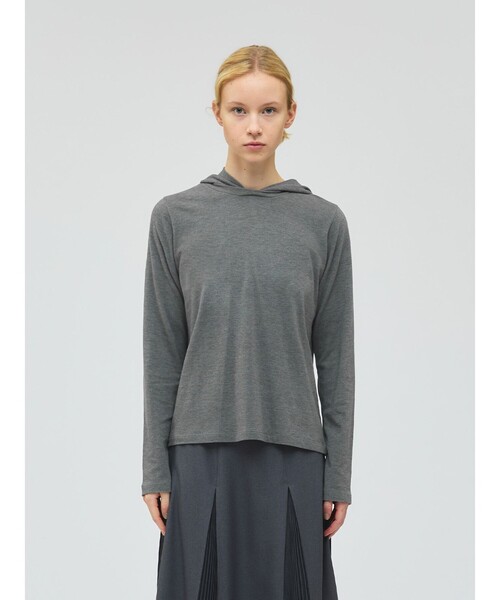 mizuiroind(ミズイロインド)の「mizuiro ind スリーレイヤードフード付きプルオーバー(Tシャツ/カットソー・レディース・グレー/アイボリー/ブラック/ネイビー/ブラウン・FREE)」の1枚目の写真