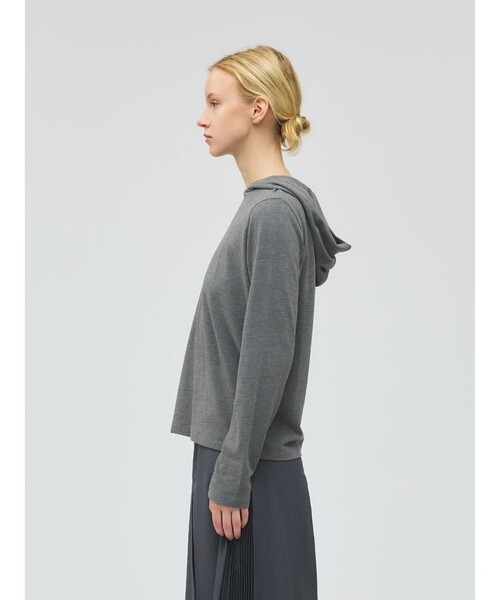 mizuiroind(ミズイロインド)の「mizuiro ind スリーレイヤードフード付きプルオーバー(Tシャツ/カットソー・レディース・グレー/アイボリー/ブラック/ネイビー/ブラウン・FREE)」の13枚目の写真