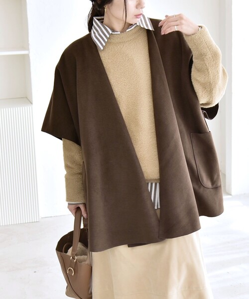 セール】quaranciel: ダブル パイル ニット ショート ポンチョ コート