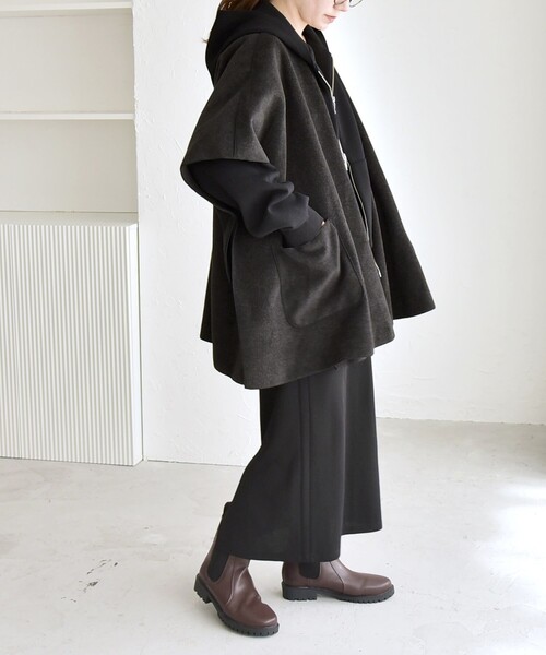 セール】quaranciel: ダブル パイル ニット ショート ポンチョ コート