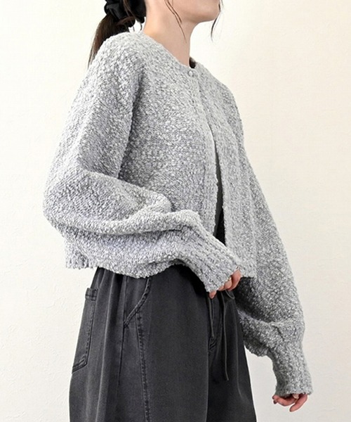 STYLEBLOCK（スタイルブロック）の「ニットクロップドカーディガン（カーディガン/ボレロ・レディース・アイボリー/ブラック/グレー・M）」の6枚目の写真