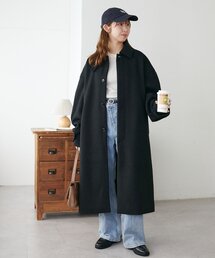 ベルテッド　ロングコート　ブラック　Société Anonyme ベルテッド ロングコート ブラック Société Anonyme