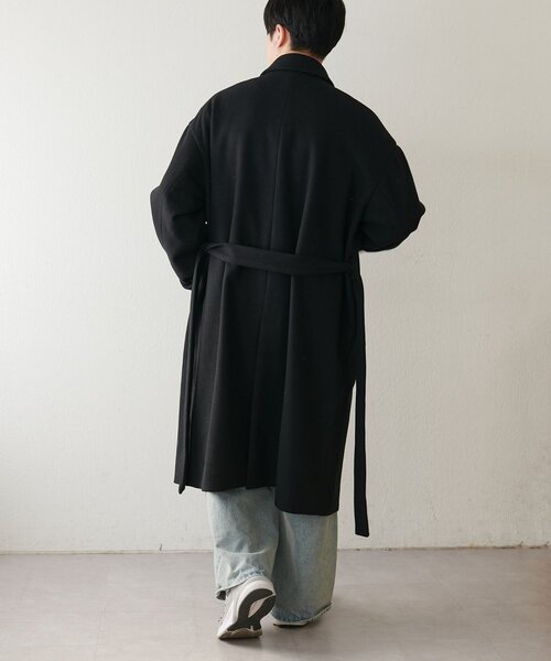 見た目以上の軽さ/ユニセックス　　中空糸ベルテッドロングコート 見た目以上の軽さ/ユニセックス】中空糸ベルテッドロングコート