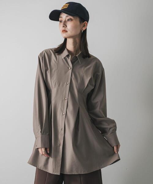 SENSE OF PLACE by URBAN RESEARCH（センスオブプレイスバイアーバンリサーチ）の「ウエストタックチュニックシャツ（シャツ/ブラウス・レディース・モカ/アイボリー/ライトブルー・ONE）」の5枚目の写真