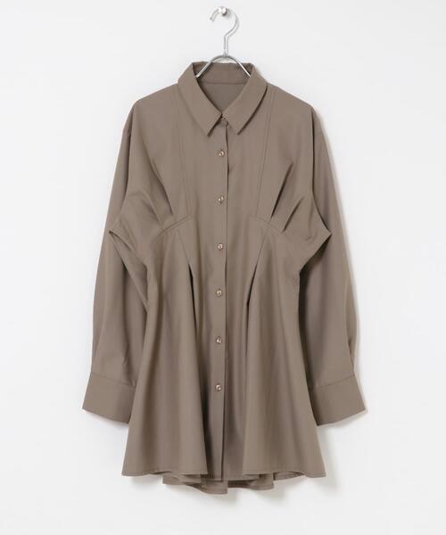 SENSE OF PLACE by URBAN RESEARCH（センスオブプレイスバイアーバンリサーチ）の「ウエストタックチュニックシャツ（シャツ/ブラウス・レディース・モカ/アイボリー/ライトブルー・ONE）」の8枚目の写真