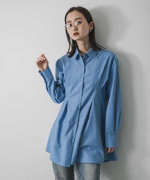 SENSE OF PLACE by URBAN RESEARCH（センスオブプレイスバイアーバンリサーチ）の「ウエストタックチュニックシャツ（シャツ/ブラウス・レディース・モカ/アイボリー/ライトブルー・ONE）」の10枚目の写真