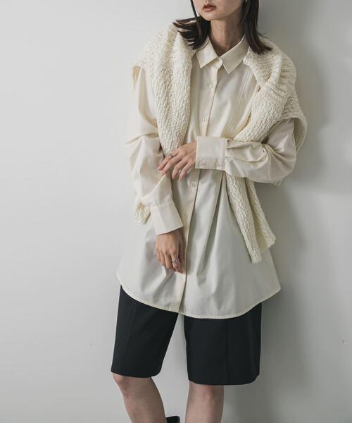 SENSE OF PLACE by URBAN RESEARCH（センスオブプレイスバイアーバンリサーチ）の「ウエストタックチュニックシャツ（シャツ/ブラウス・レディース・モカ/アイボリー/ライトブルー・ONE）」の2枚目の写真