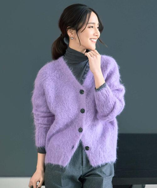 UNTITLED(アンタイトル)の「【ゆったり】アルパカ混シャギー カーディガン(カーディガン/ボレロ・レディース・ライトパープル/ライトブルー/グレー・02)」の3枚目の写真