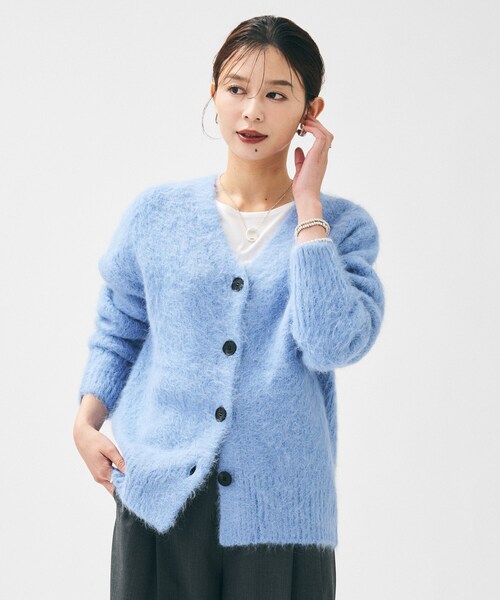 UNTITLED(アンタイトル)の「【ゆったり】アルパカ混シャギー カーディガン(カーディガン/ボレロ・レディース・ライトパープル/ライトブルー/グレー・02)」の2枚目の写真