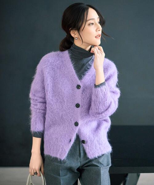 UNTITLED(アンタイトル)の「【ゆったり】アルパカ混シャギー カーディガン(カーディガン/ボレロ・レディース・ライトパープル/ライトブルー/グレー・02)」の11枚目の写真