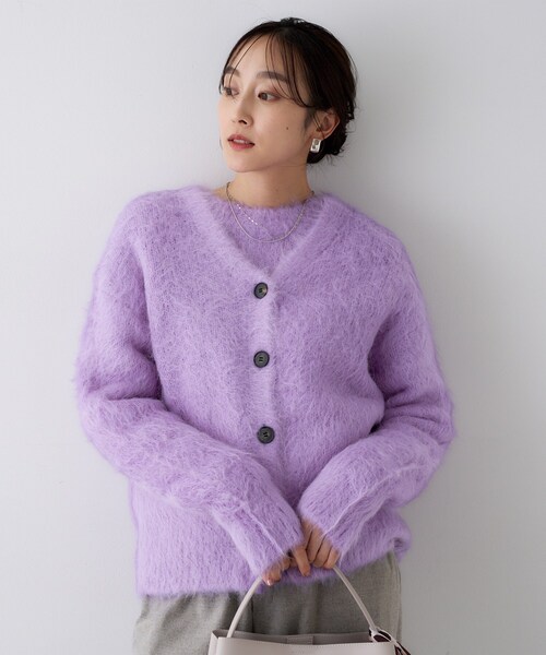 UNTITLED(アンタイトル)の「【ゆったり】アルパカ混シャギー カーディガン(カーディガン/ボレロ・レディース・ライトパープル/ライトブルー/グレー・02)」の14枚目の写真