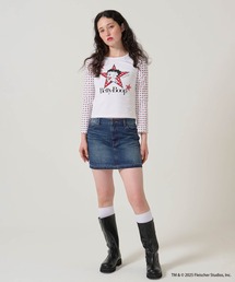 キャピタル　パッチワーク　リネン✖️デニム　ロングスカート キャピタル パッチワーク リネン✖️デニム ロングスカート