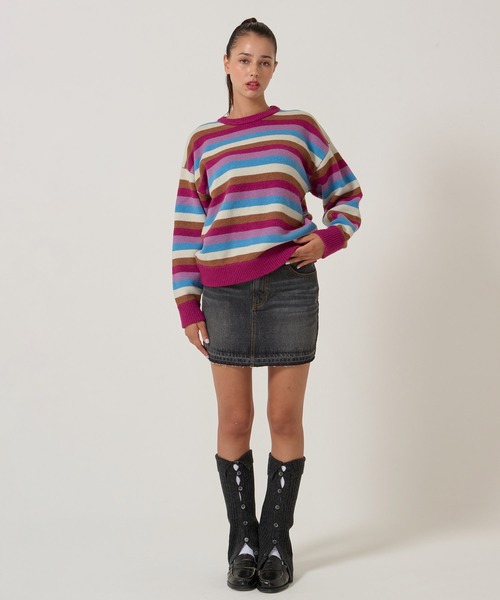 TINA：JOJUN（ティーナジョジュン）の「パッチワーク デニム ミニスカート TINA：JOJUN（デニムスカート・レディース・グレー/ブルー・S/M）」の5枚目の写真