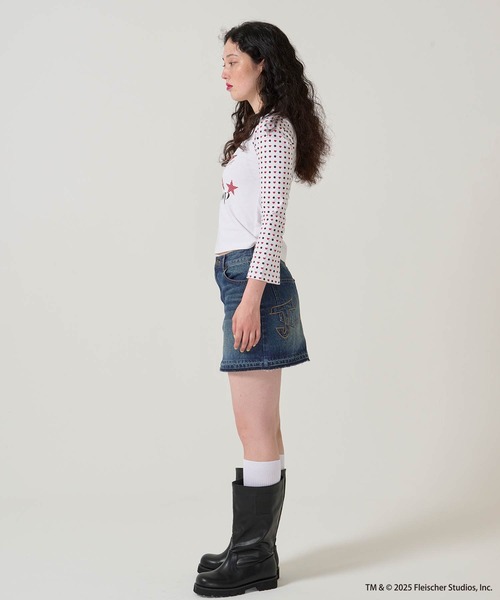 TINA：JOJUN（ティーナジョジュン）の「パッチワーク デニム ミニスカート TINA：JOJUN（デニムスカート・レディース・グレー/ブルー・S/M）」の19枚目の写真