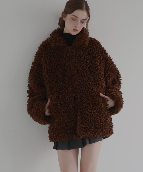 プードルボアオーバーサイズダブルジップブルゾン（ブルゾン）｜Mili