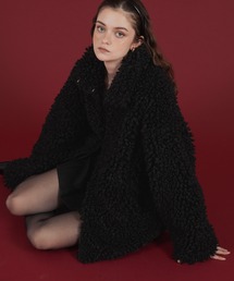 mili affinityフェイクファーオーバーサイズダブルジップジャケット Mili affinity ブルゾン アウター フェイクファーショート丈