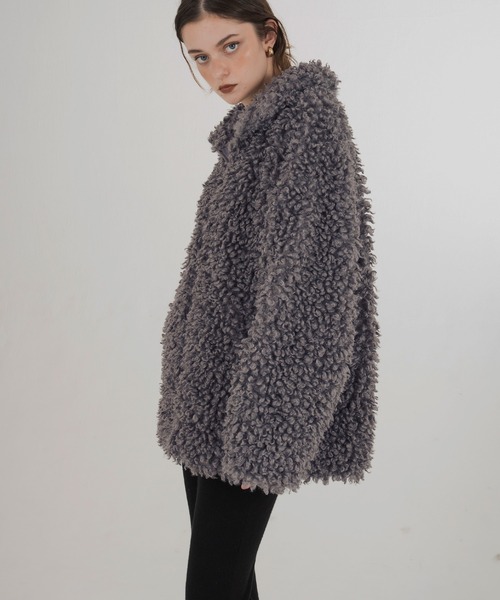 Mili affinity（ミリアフィニティー）の「プードルボアオーバーサイズダブルジップブルゾン（ブルゾン・レディース・ブラック/ベージュ/チャコール/ブラウン・FREE）」の8枚目の写真