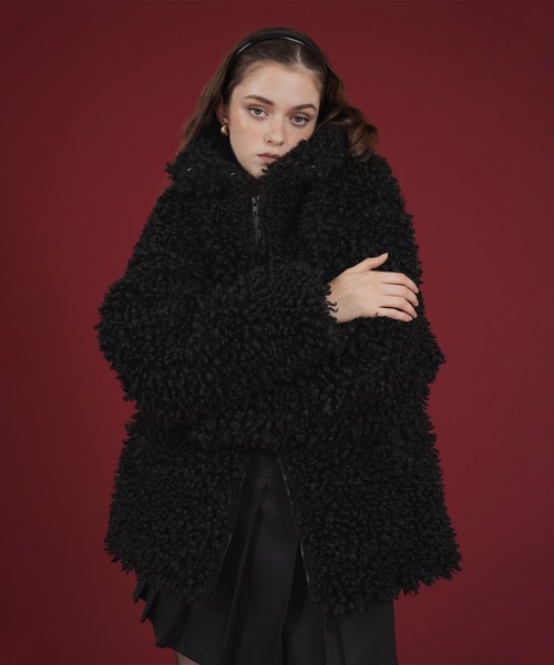 プードルボアオーバーサイズダブルジップブルゾン（ブルゾン）｜Mili